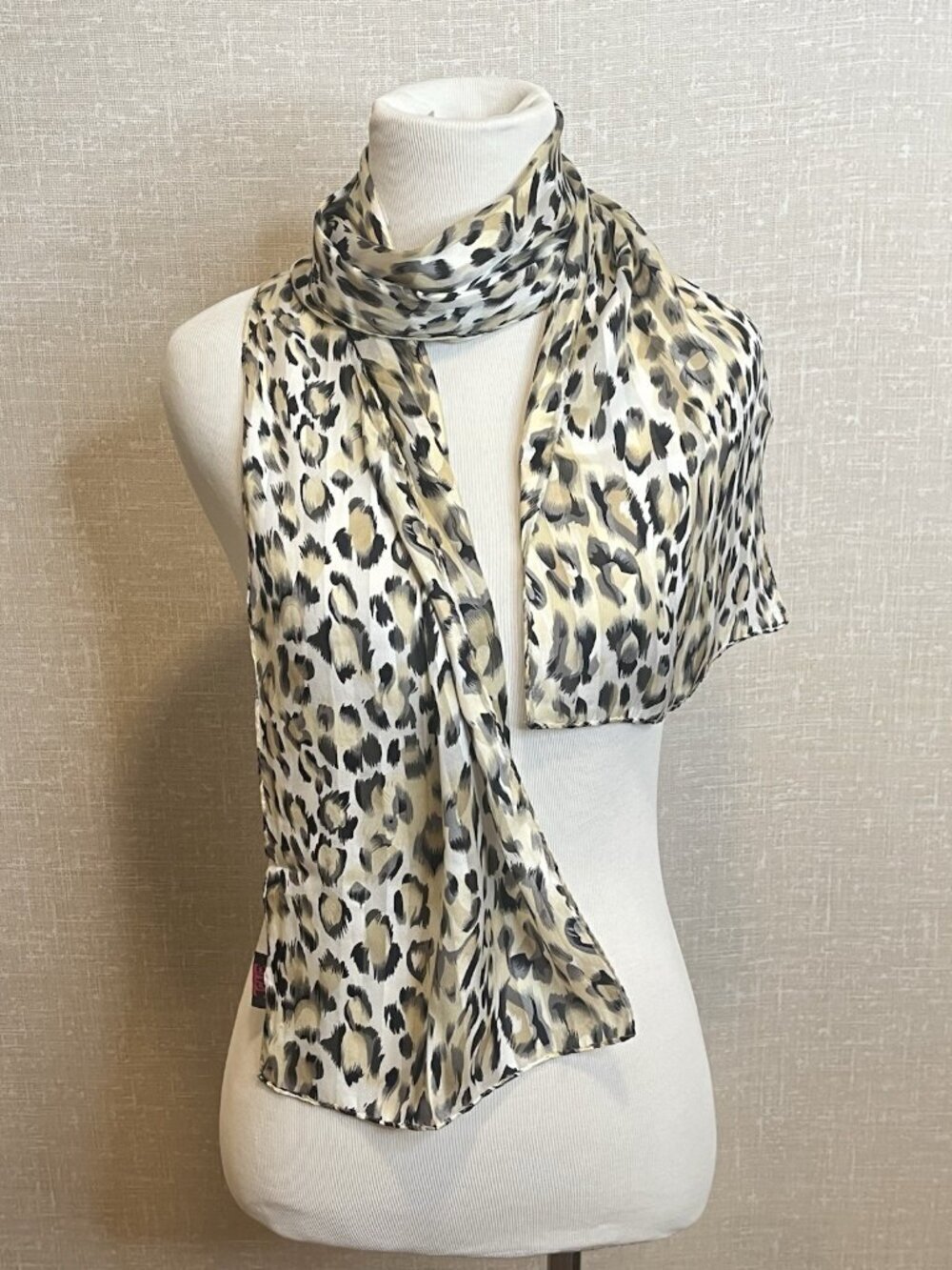 Echo Leopard Print Oblong Scarf 60 x 10 Sheer Animal Print Lightweight Wrap